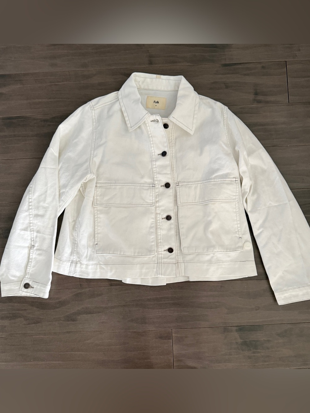 Folk Women's White Boxy Denim Jacket XL